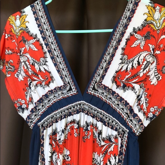 Boho V Neck Printed Casual Dress - Picture 2 of 7